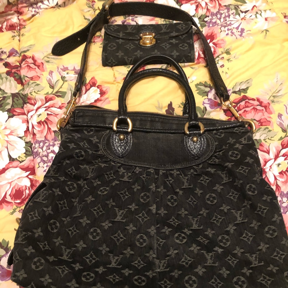 Louis Vuitton black denim 🖤bag🖤wallet🖤